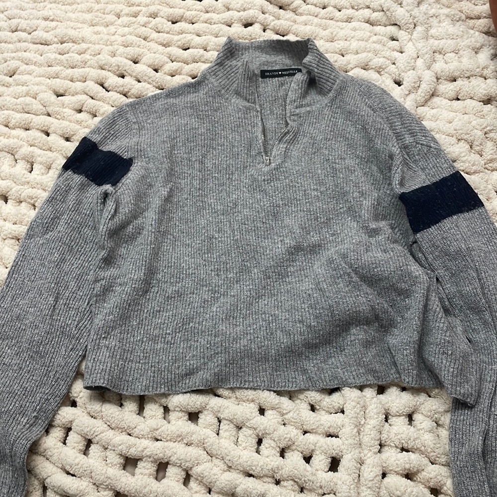 Brandy Melville grey quarter zip cropped sweater